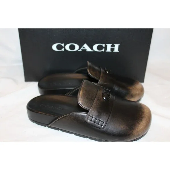 COACH WOMEN'S SCULPT C LEATHER CLOG BLACK COPPER NIB SZ 6 - Picture 3 of 6